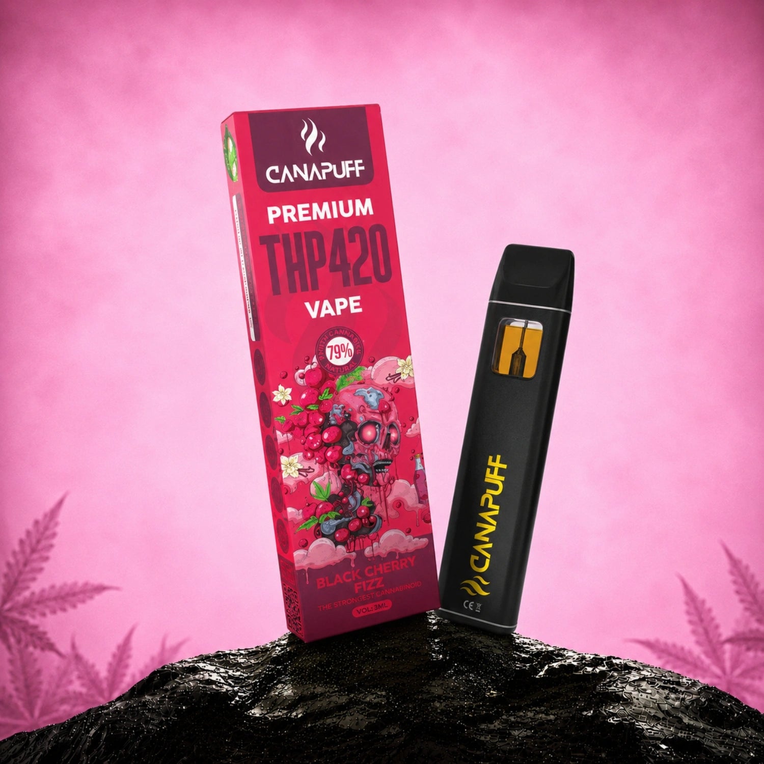 Canapuff THP420 Vape Black Cherry Fizz 79% 1ml disposable pen