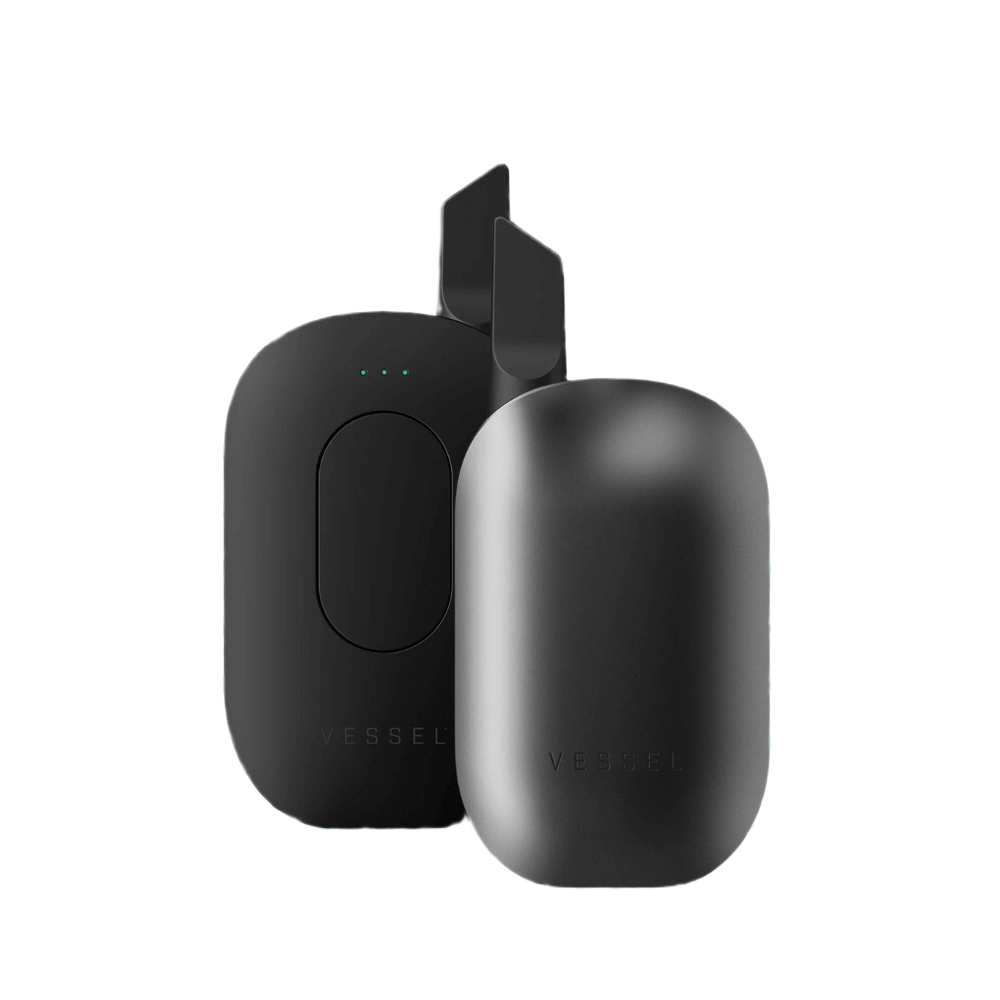 Vessel Compass vape device in gunmetal with charging dock