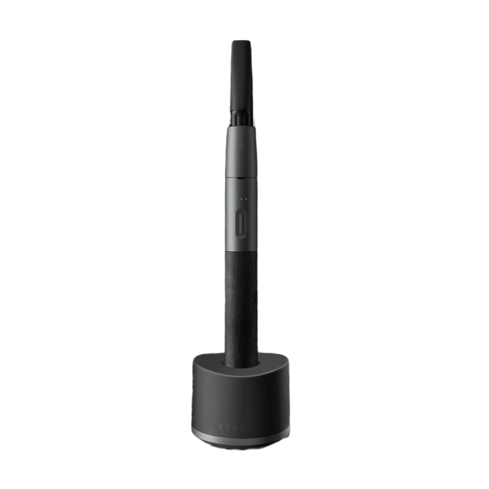 Vessel Craftsman vaporizer pen in slate and blackwood with charging dock