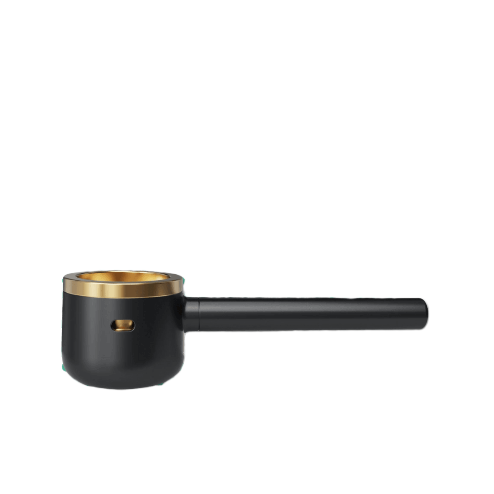Vessel Pipe in black with gold-toned rim and bowl