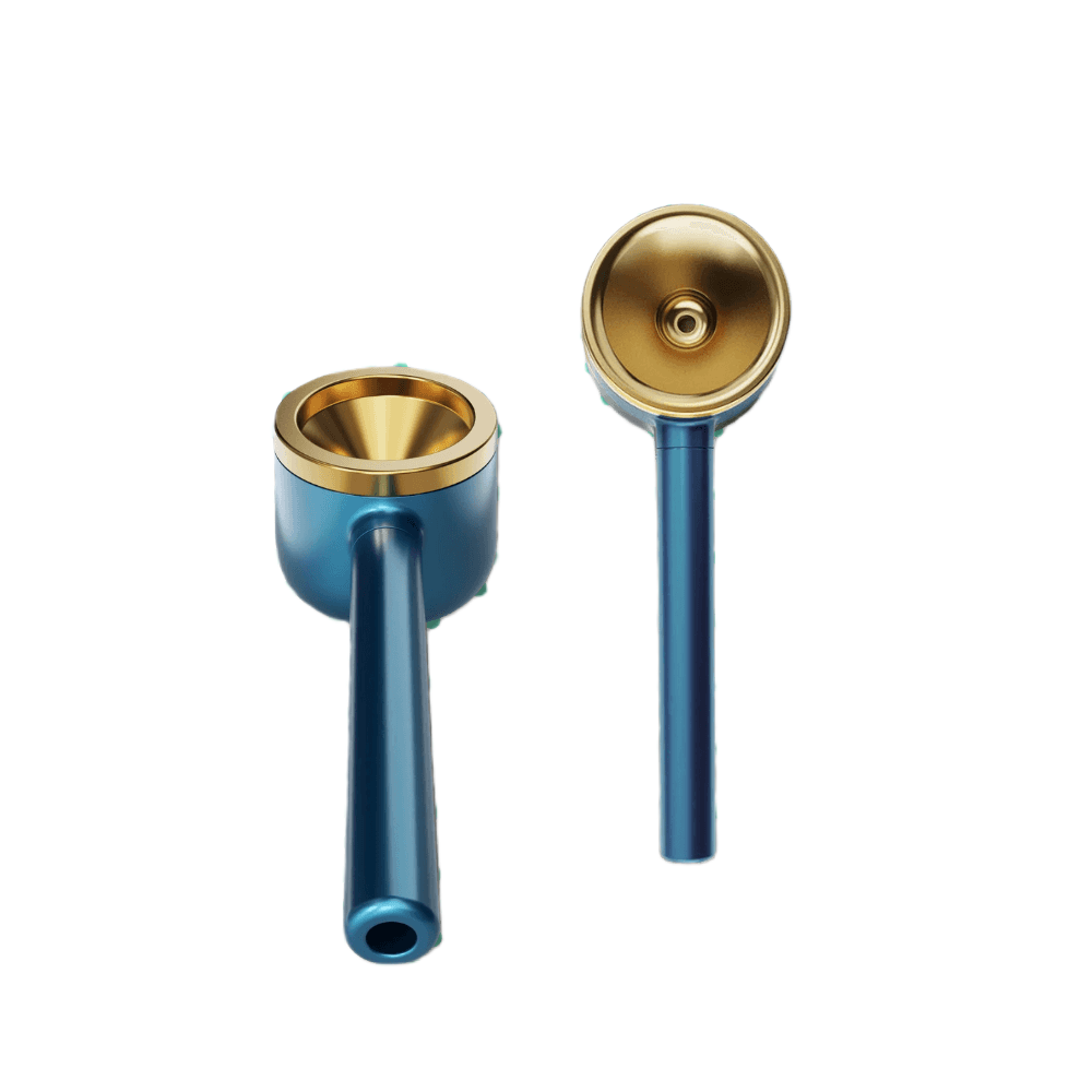 Vessel Pipe Maritime, blue and gold smoking pipe with bowl and stem