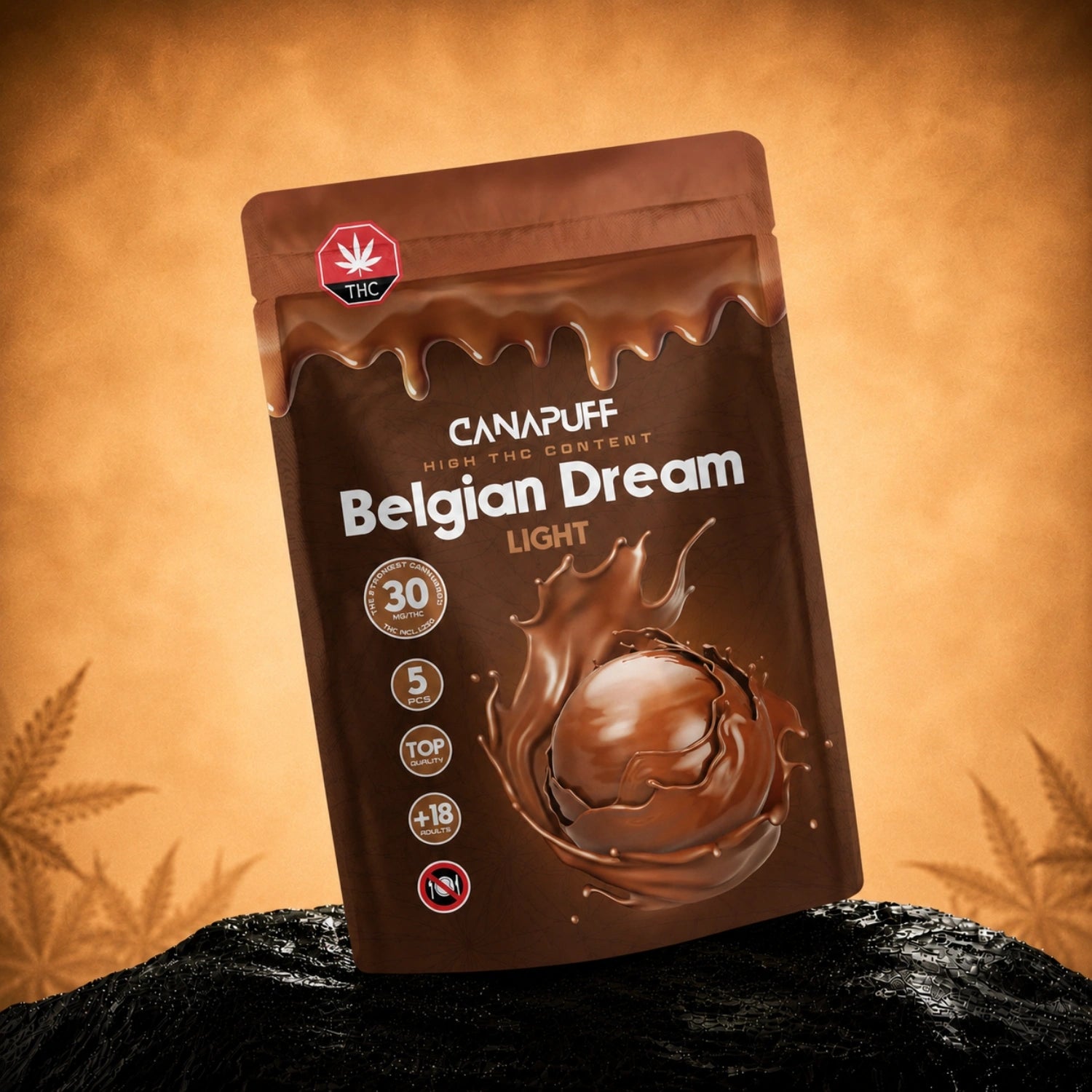 Canapuff Delta 9 Chocolate Milk, hemp-derived Delta-9 THC chocolate pralines, 5 pieces