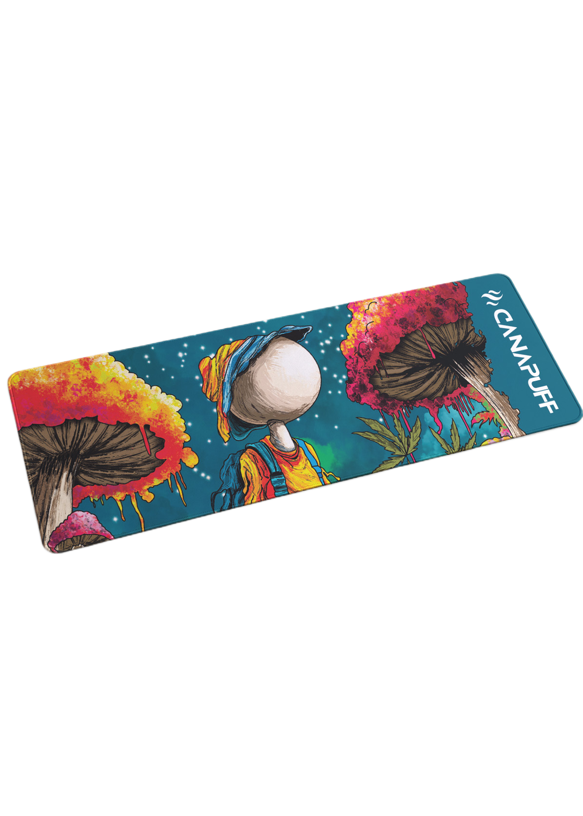Canapuff Mouse Pad Balanced with colorful mushroom and character artwork