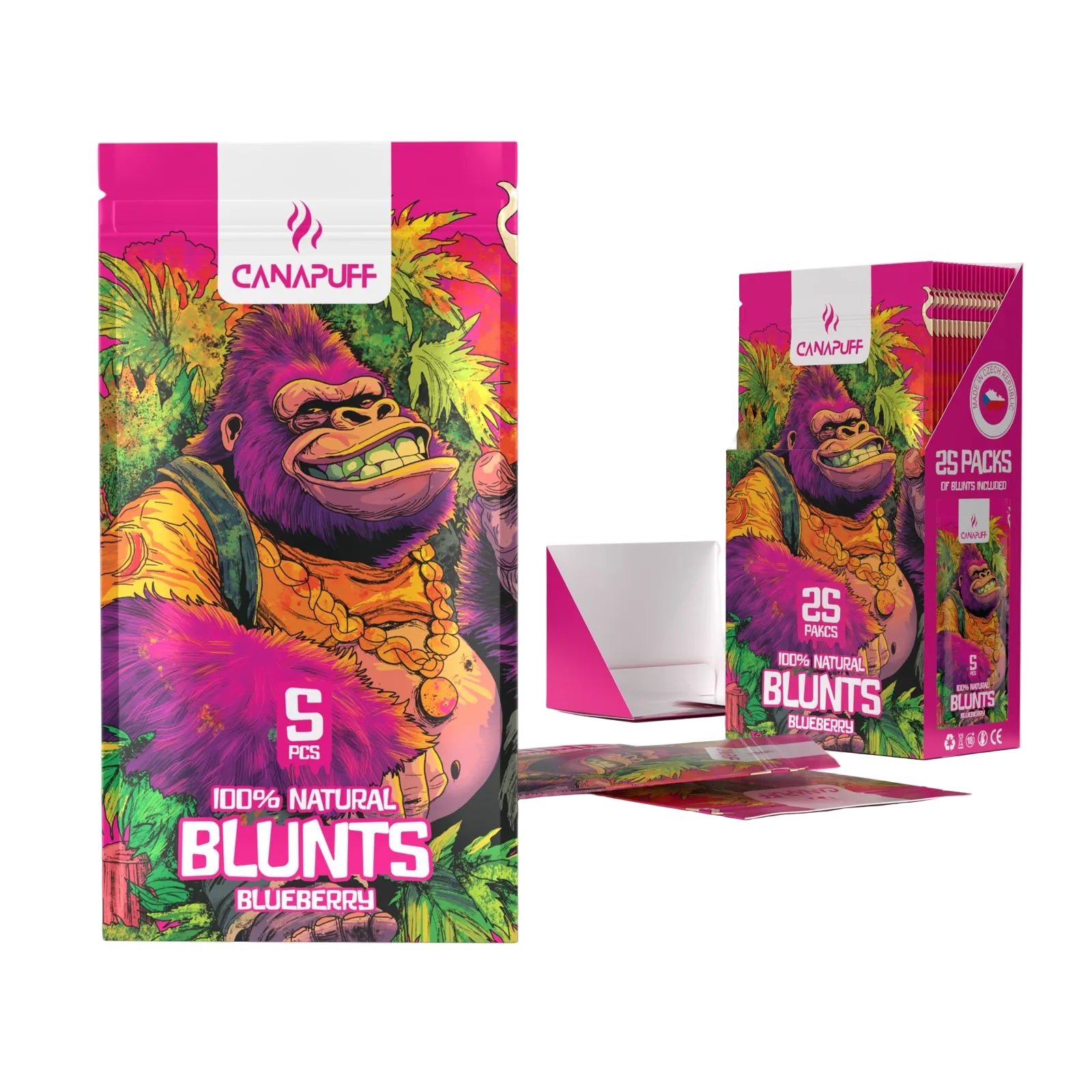 Canapuff Blunt Wrap Flat Piece Blueberry, 5 pack