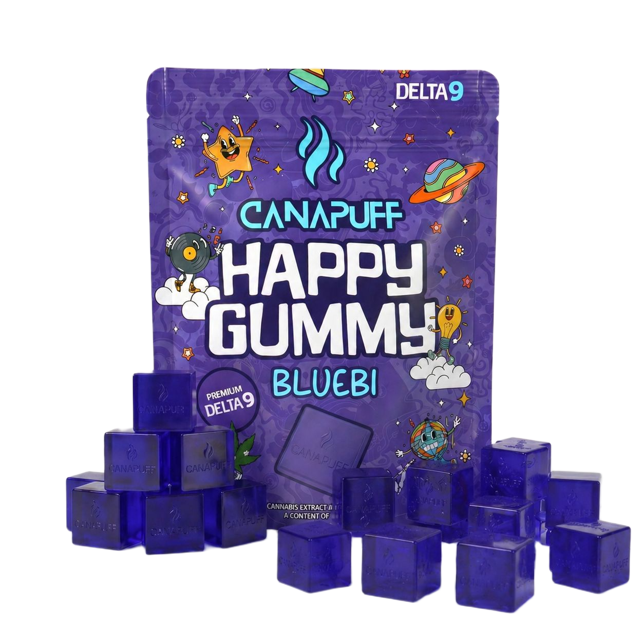 Canapuff Happy Gummy Delta-9 Bluebi gummies pouch