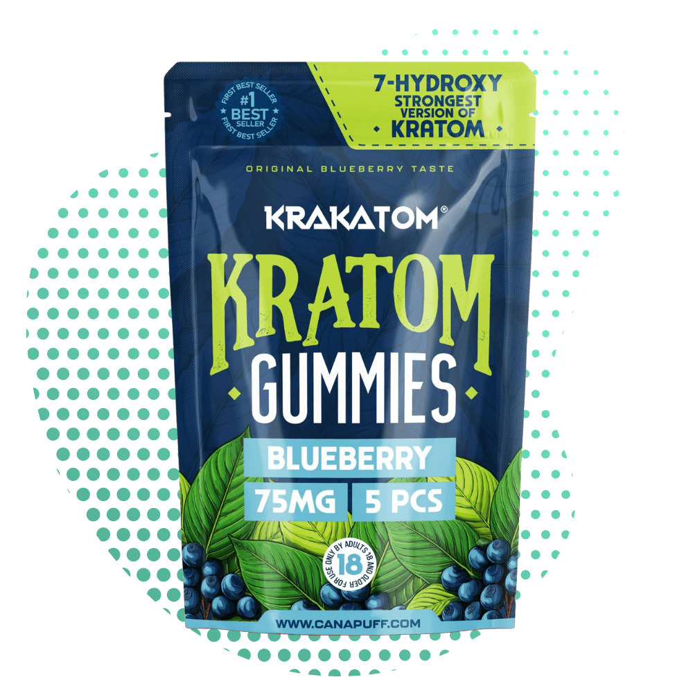 Krakatom 7-Hydroxy Kratom Gummies Blueberry 75mg 5 pieces