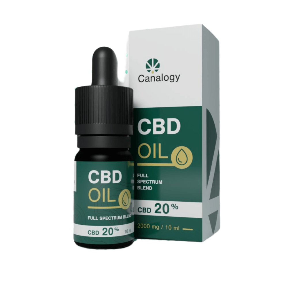 Canalogy CBD Oil 20%, 2000 mg, 10 ml full spectrum blend with dropper bottle and box