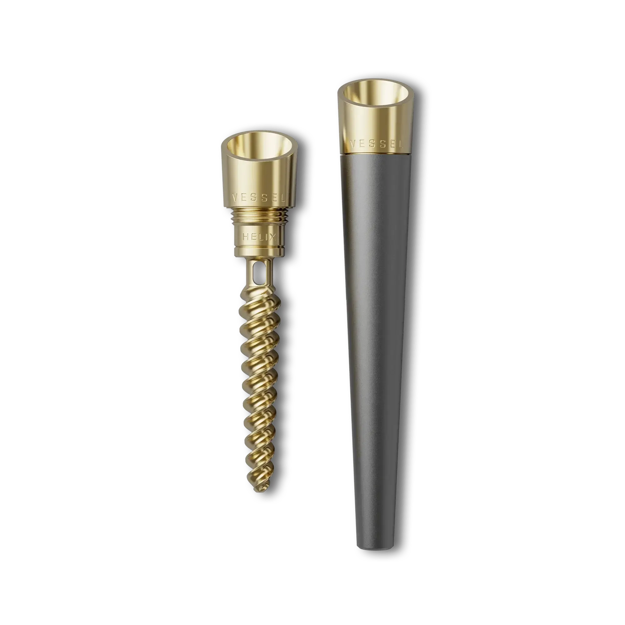 Vessel Cone Gunmetal pre-roll holder with screw-in design