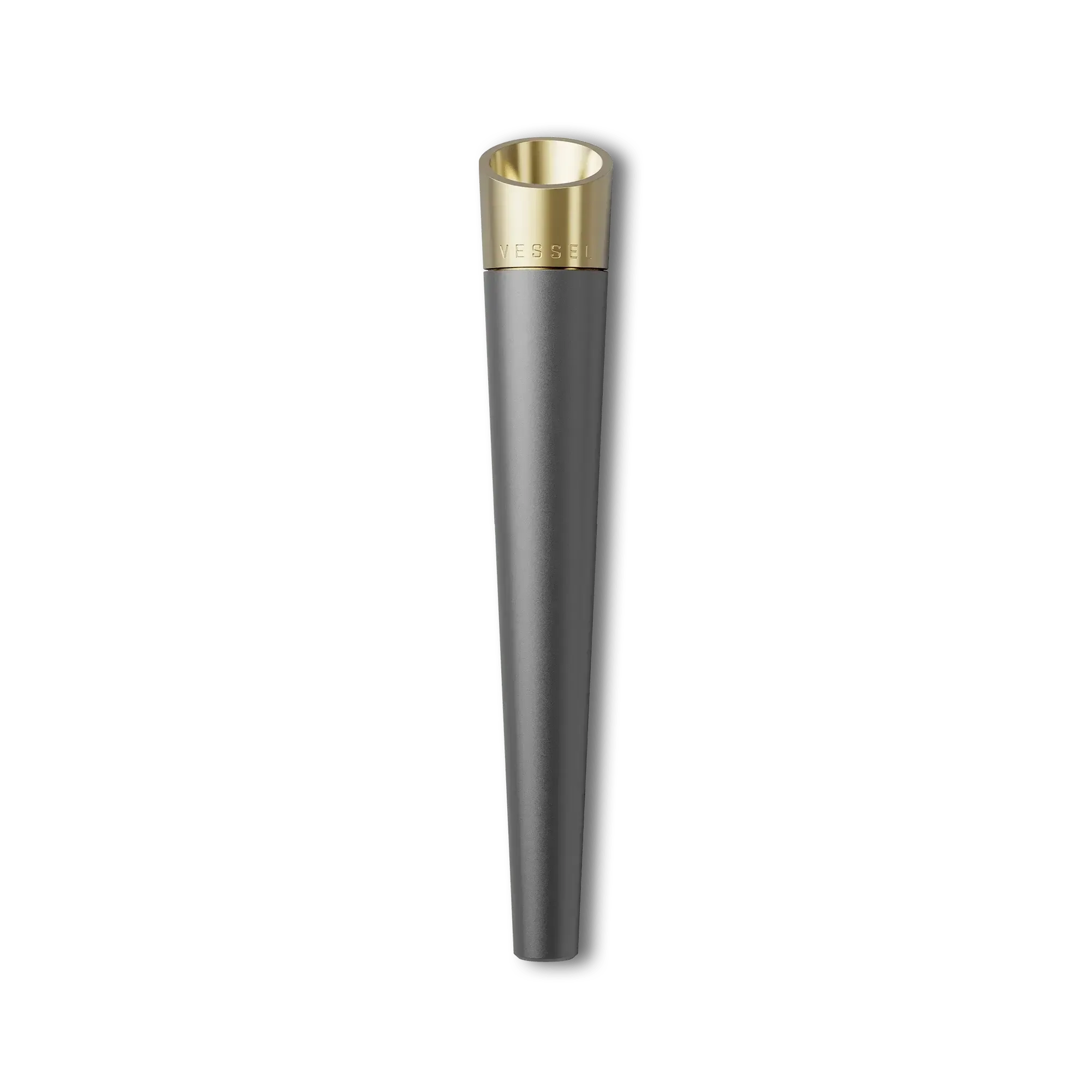 Vessel Cone Gunmetal pre-roll holder with gold-tone top